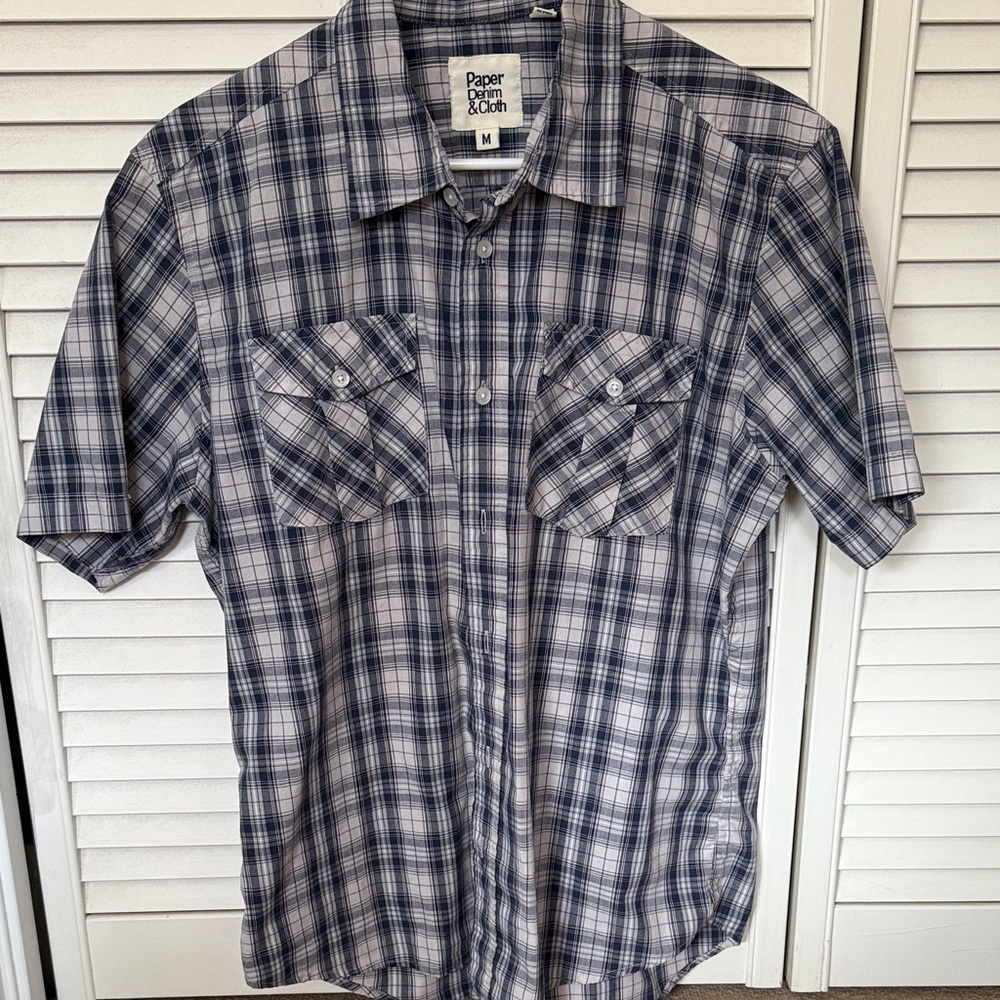 Paper Denim & Cloth Men's Navy Checkered Shirt